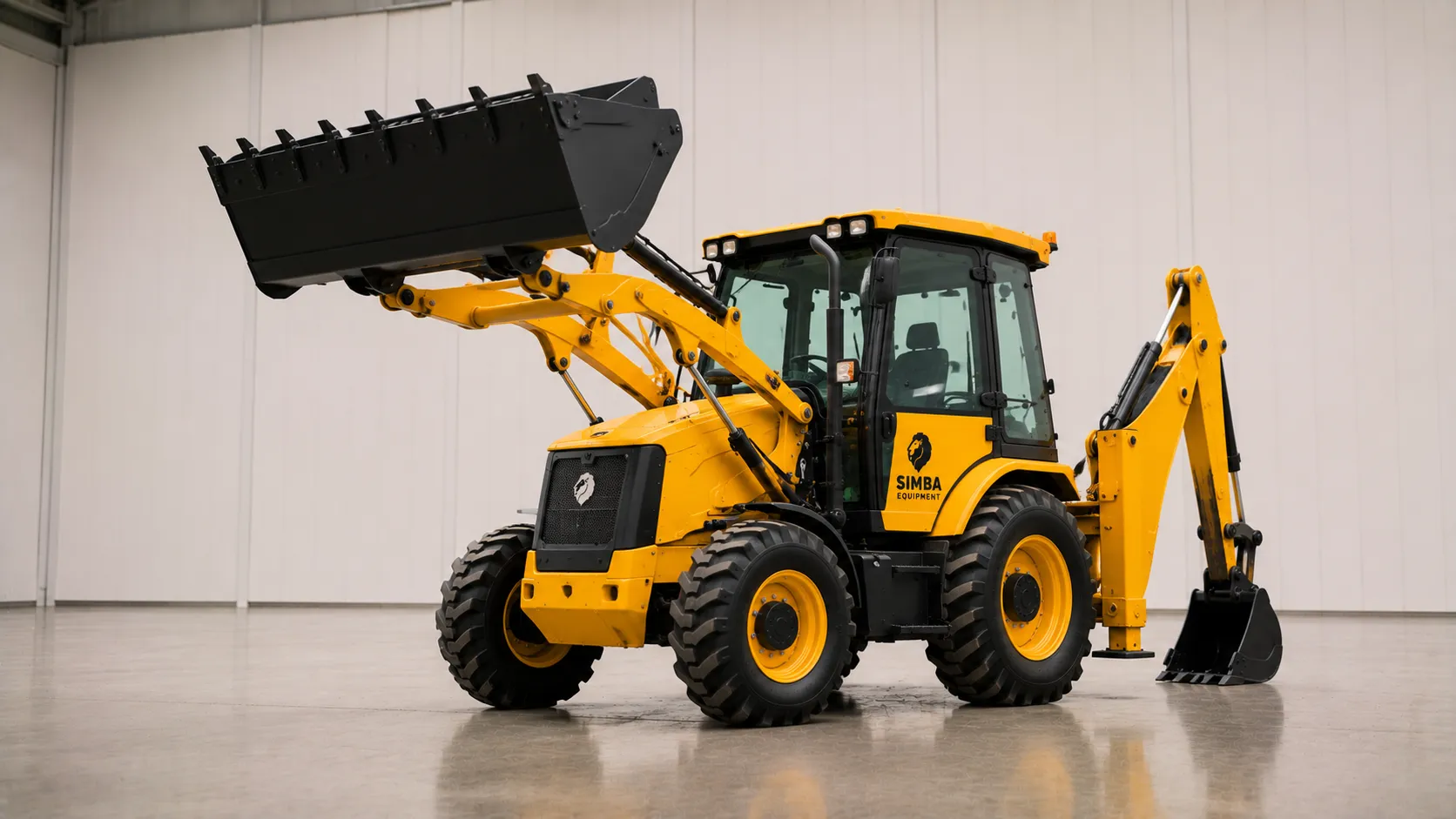 Backhoe loader quarter view