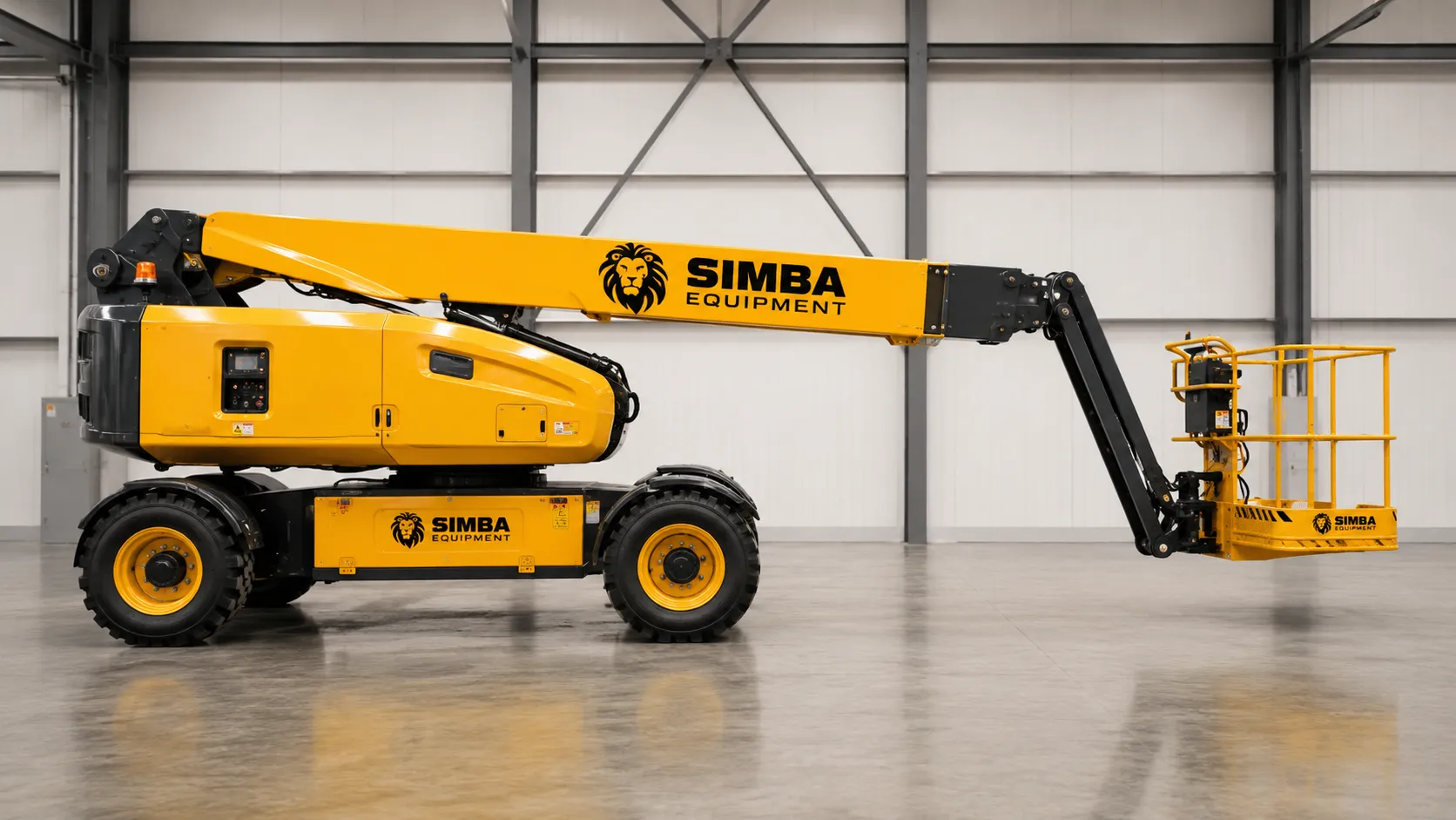 Curved arm aerial work platform side view