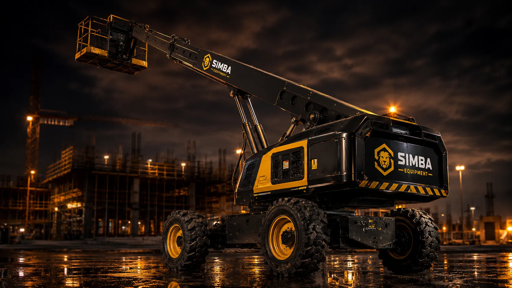 Man lift platform on a job site