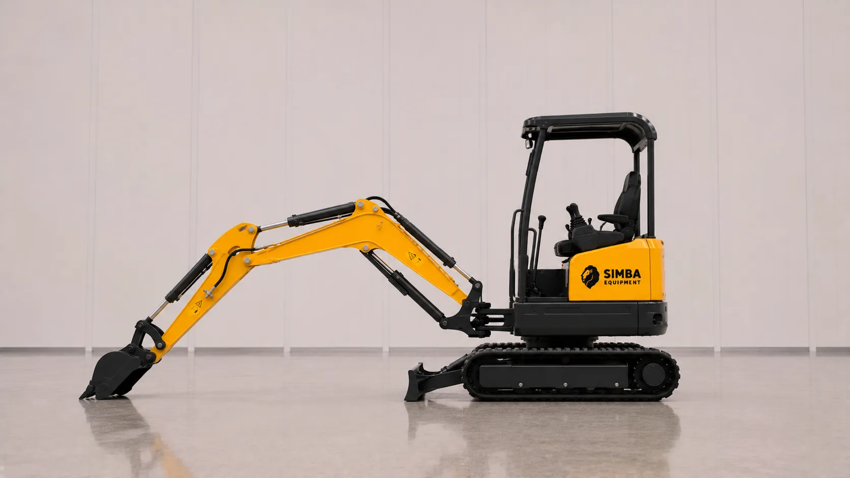 Mini excavator digging on a job site
