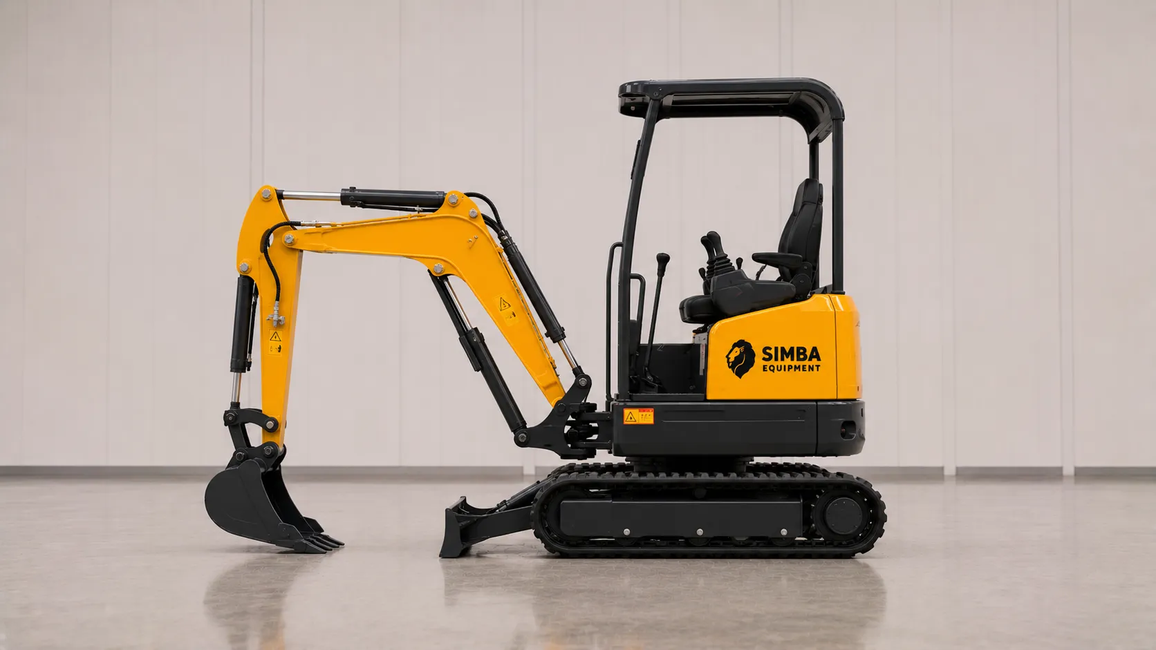 Mini excavator side profile view
