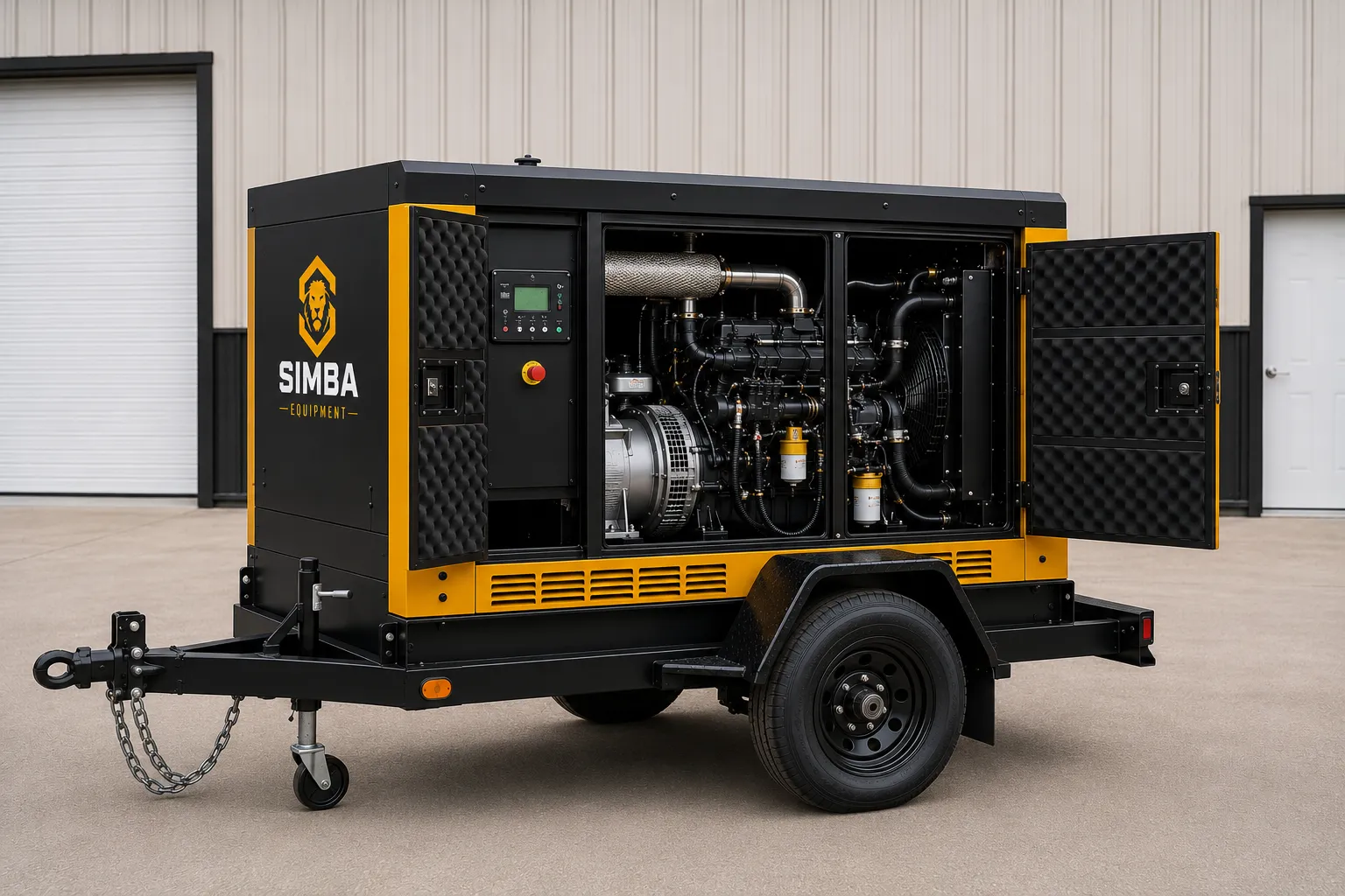 Mobile generator 10kW to 50kW doors open view