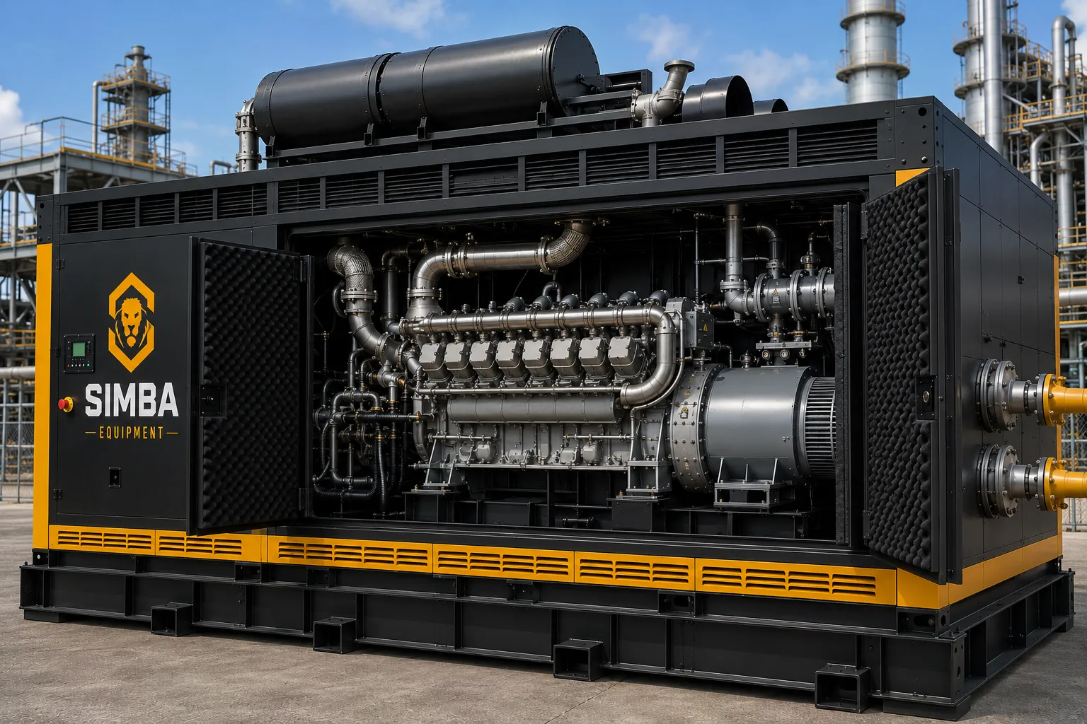 Natural gas generator 500kW to 10MW+ doors open view