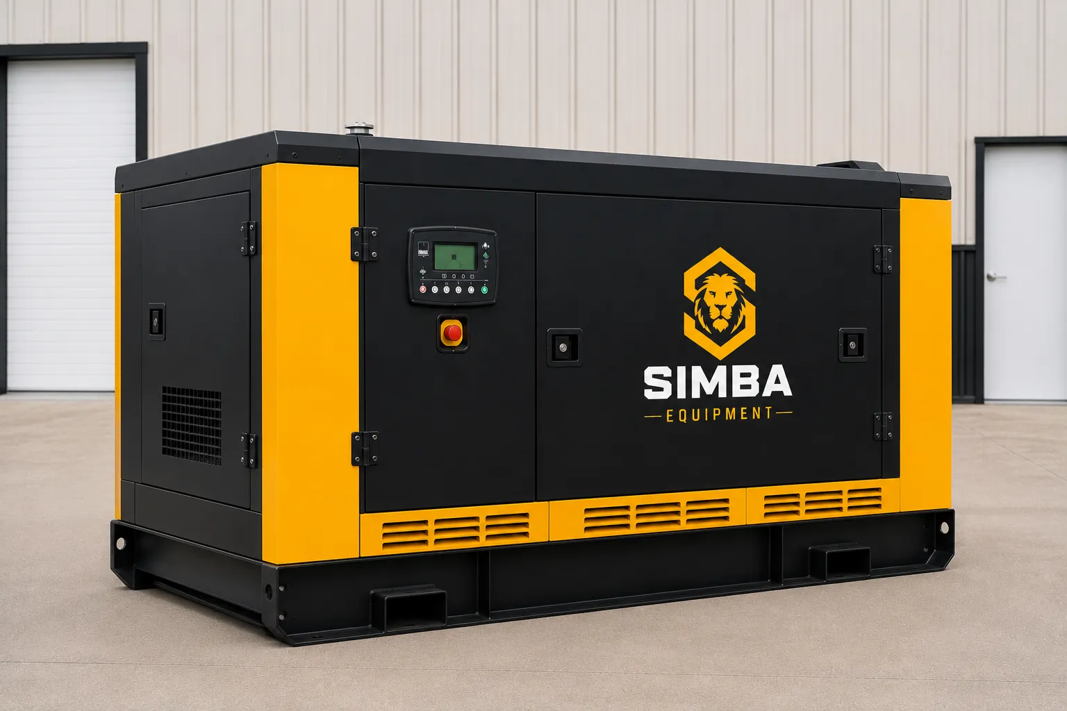 Silent generator 30kW to 150kW front quarter view