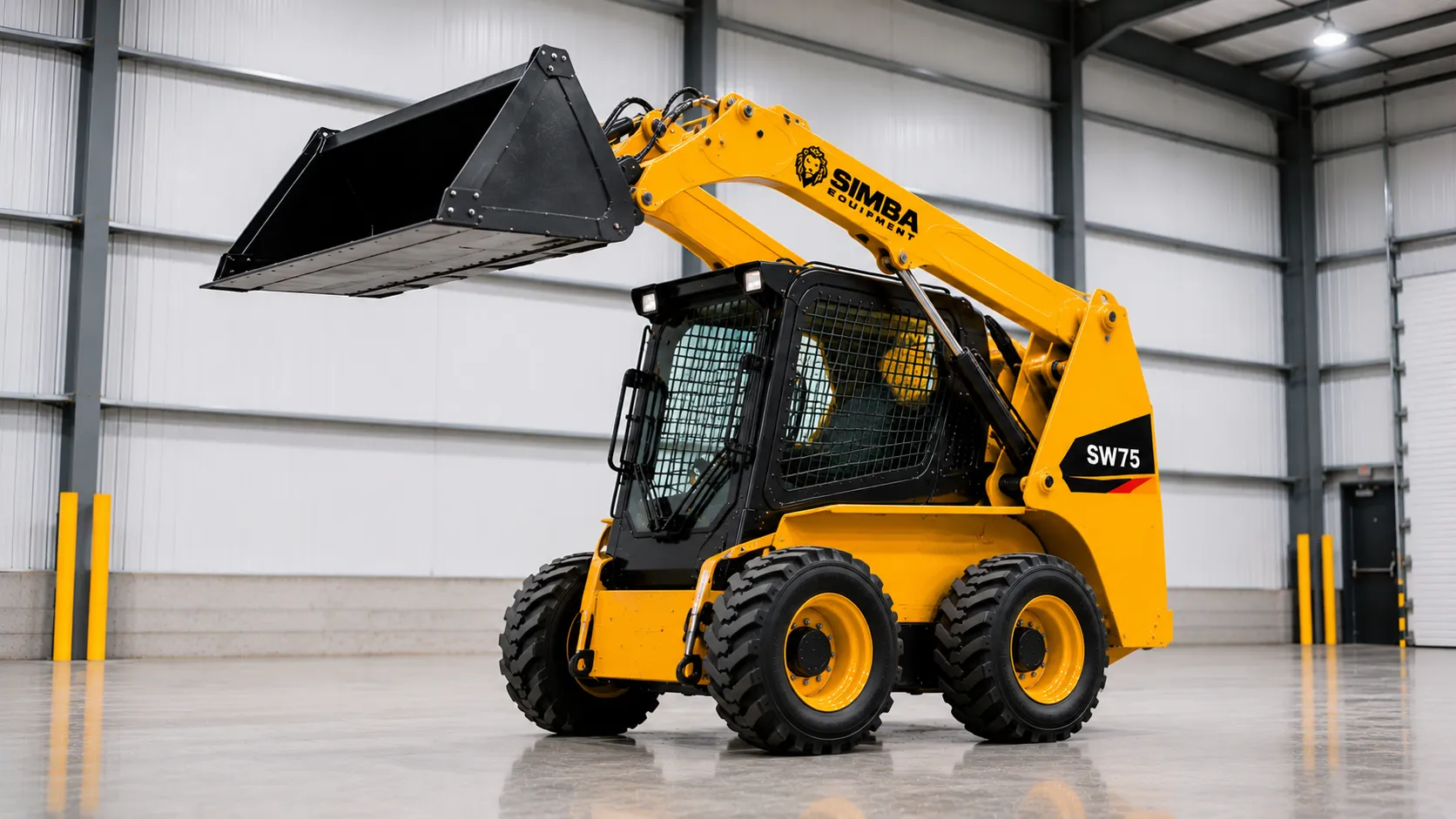 Wheeled skid steer loader quarter view
