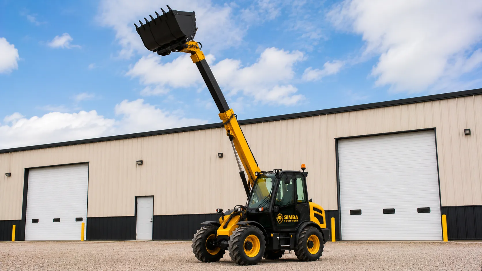 Telescopic loader boom raised